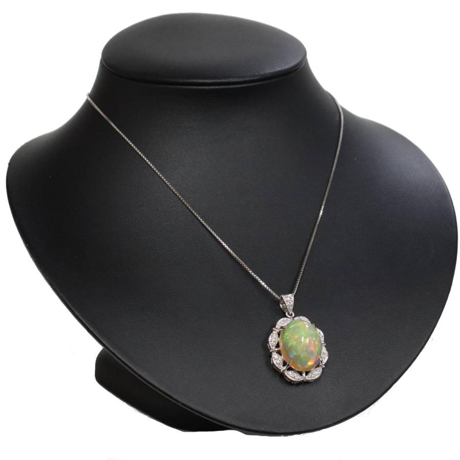 Pt900/850オパールダイヤモンドペンダント O14.54 D0.43 16.8g 鑑別書