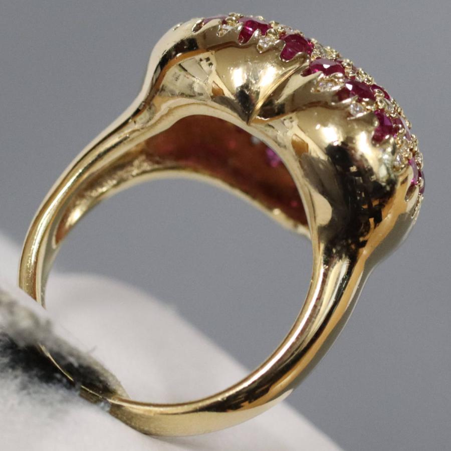 K18ルビーダイヤモンドリング R2.53 D0.33 12.0g #12 ハート イエロー  