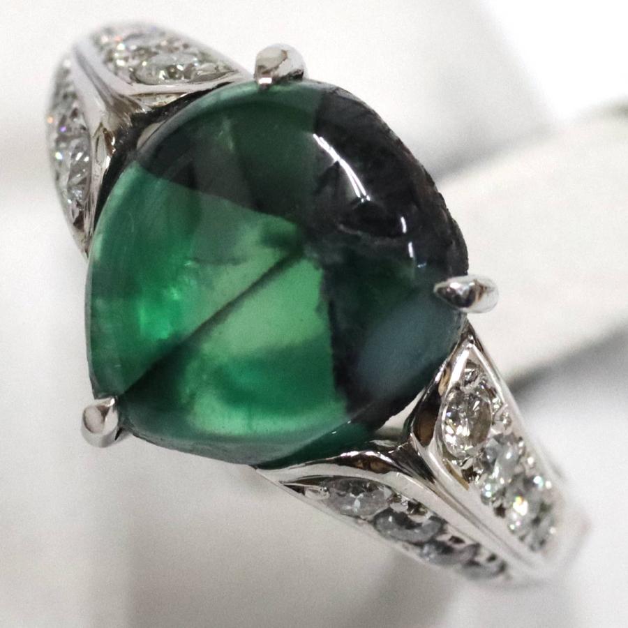 Pt900トラピッチェエメラルドダイヤモンドリング E4.22 D0.43 9.6g #11