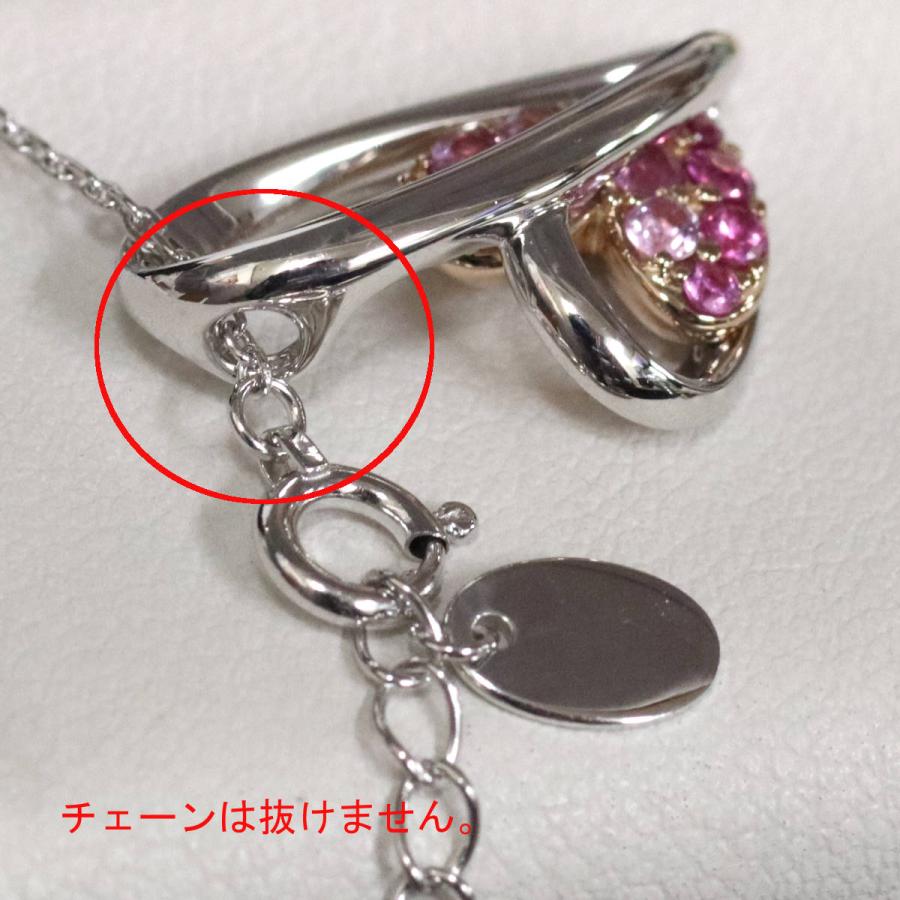 4℃ K18WG ハートモチーフピンクストーンネックレス ホワイトゴールド18金 4℃（ヨンドシー） K18WGピンクサファイアダイヤモンドネックレス