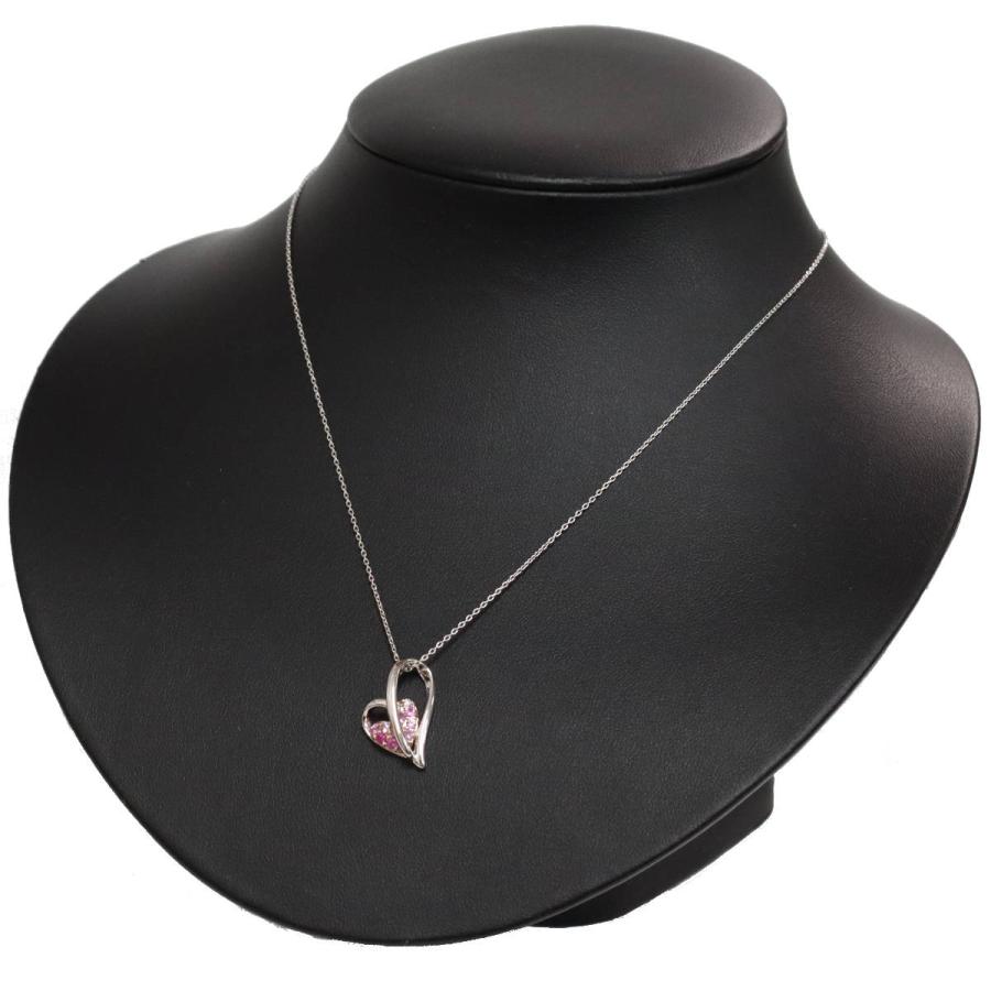 4℃ ヨンドシー K18WGピンクサファイアダイヤモンドネックレス ハート  