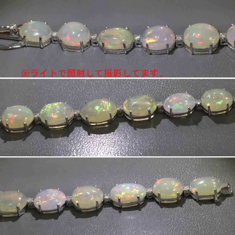 K18WGオパールダイヤモンドブレスレット O28.20 D0.45 17.4g 18cm