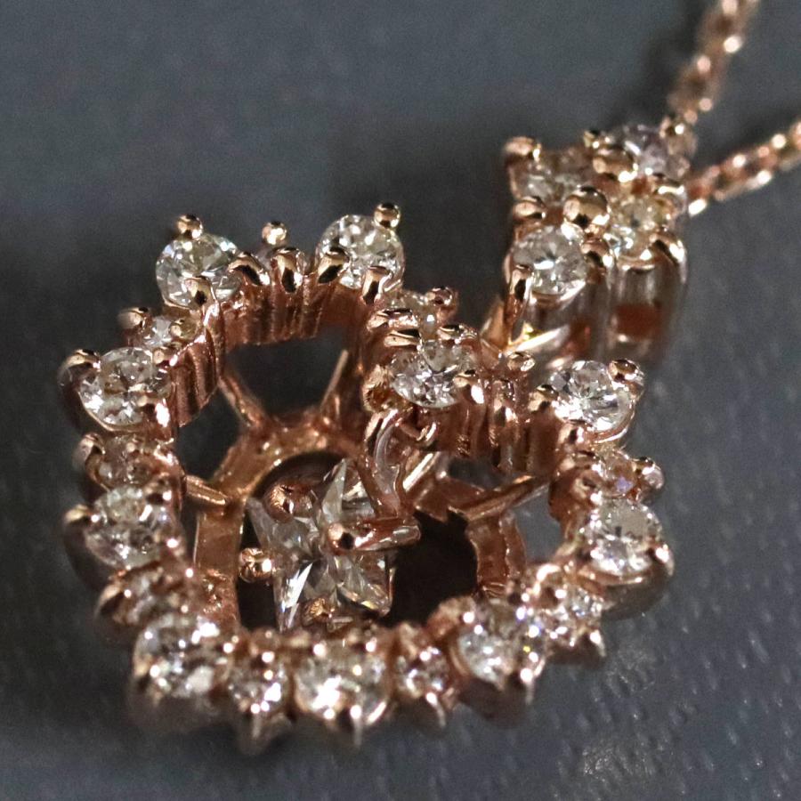 K18PGダイヤモンドペンダント ハートモチーフ D0.38 3.2g ピンクゴールド スター 星_2
