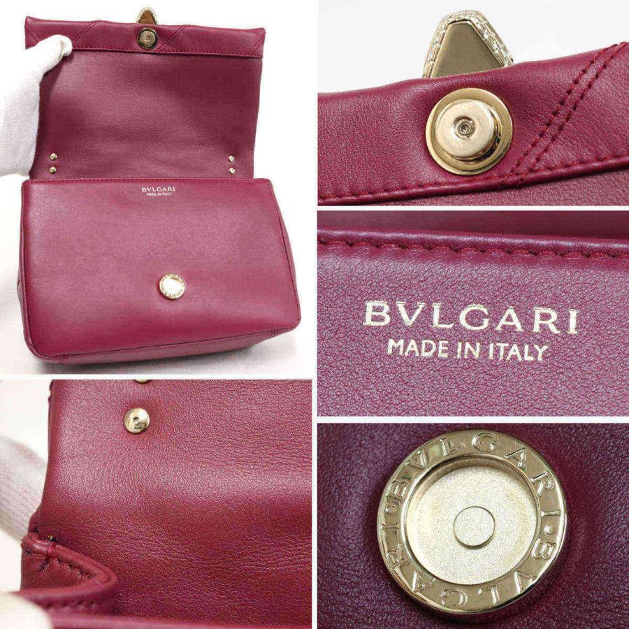 ★3日以内返品可★ 極美品 BVLGARI ブルガリ セルペンティ レザー カボション クロスボディバッグ 292630 2wayショルダーバッグ ボルドー レザー レディース セルペンティ ブルガリ カボション クロスボディバッグ ボルドー