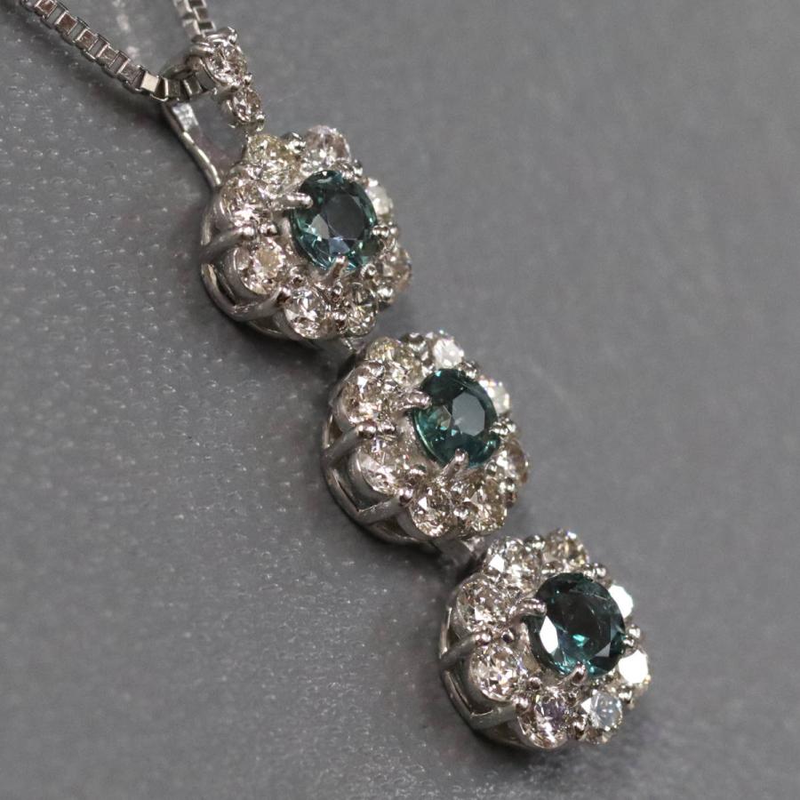 Pt900/Pt850アレキサンドライトダイヤモンドペンダント A0.33 D0.45 3.7g AJ付45cm プラチナの画像