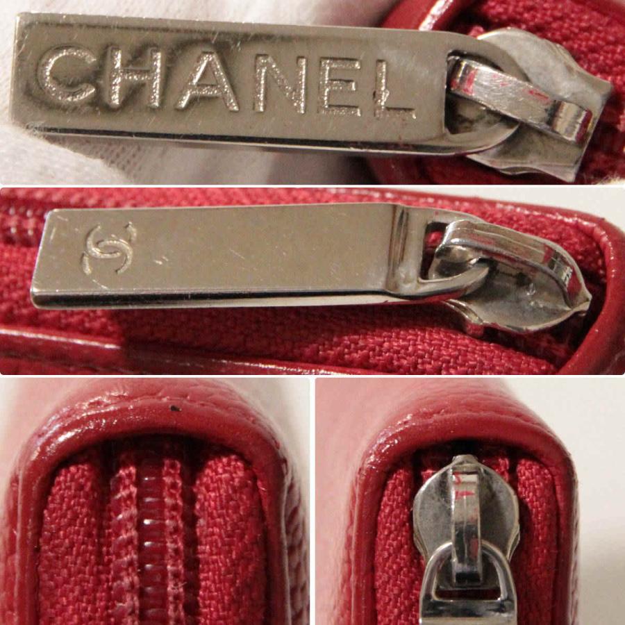 シャネル ラウンドファスナー 長財布(18961970)キャビアスキン レッド  