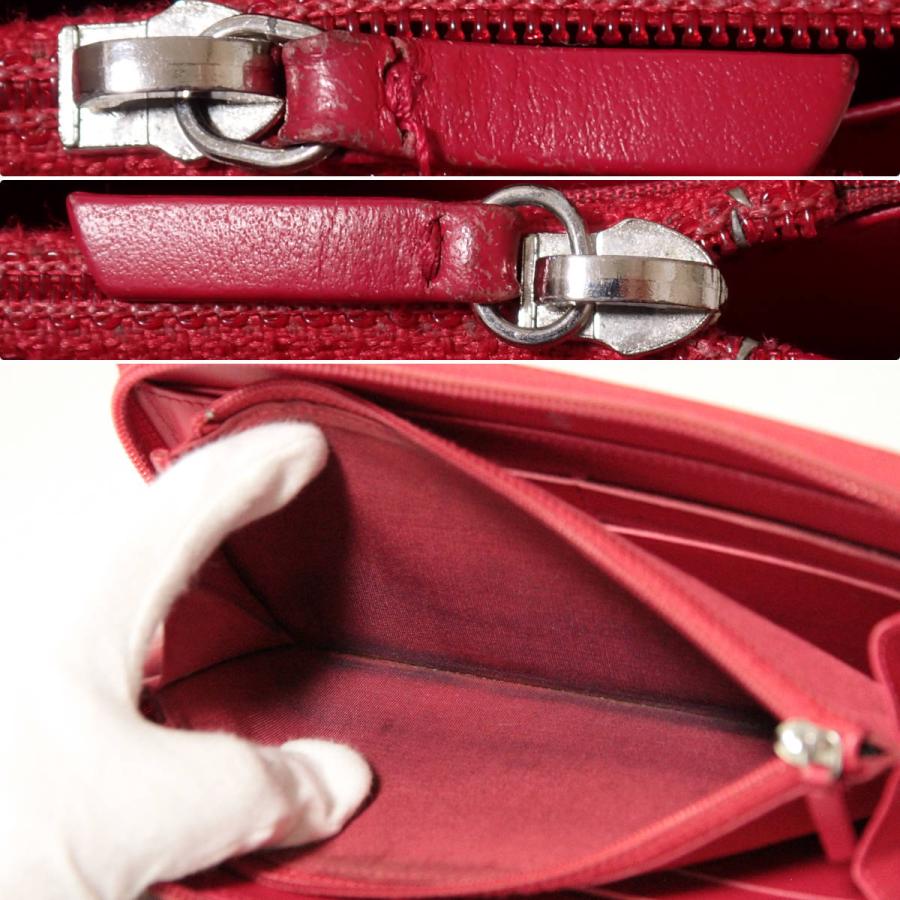 シャネル ラウンドファスナー 長財布(18961970)キャビアスキン レッド