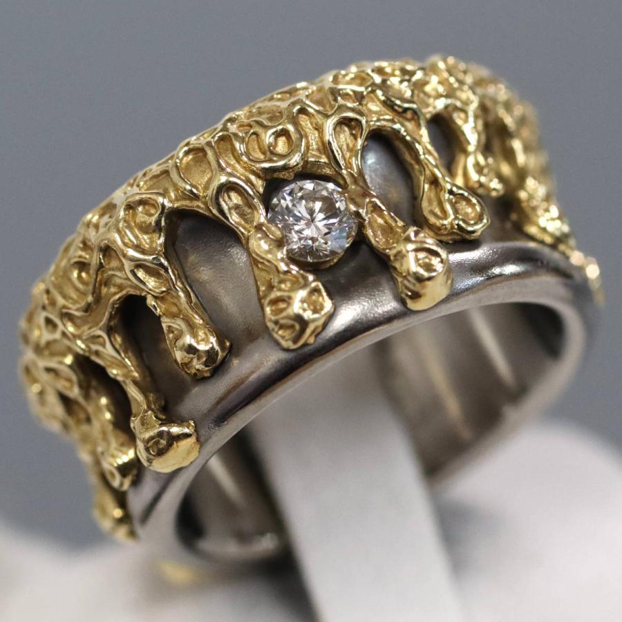 K18/チタンダイヤモンドリング D0.168 12.7g #13 1PD イエローゴールド  