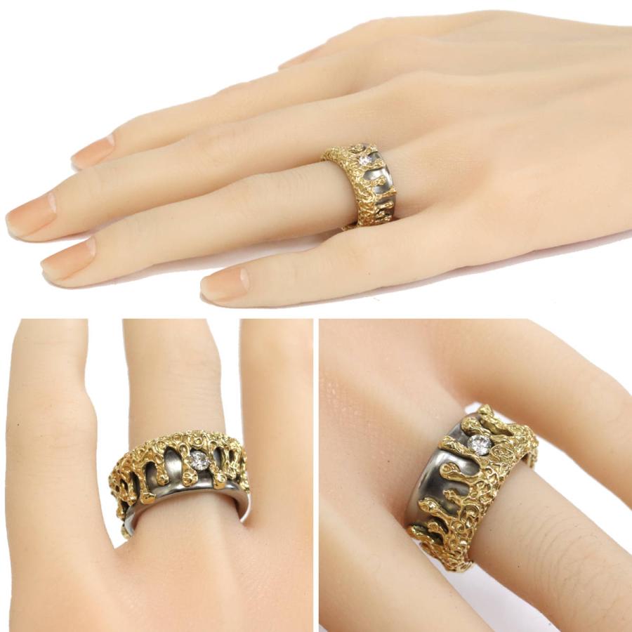 K18/チタンダイヤモンドリング D0.168 12.7g #13 1PD イエローゴールド  