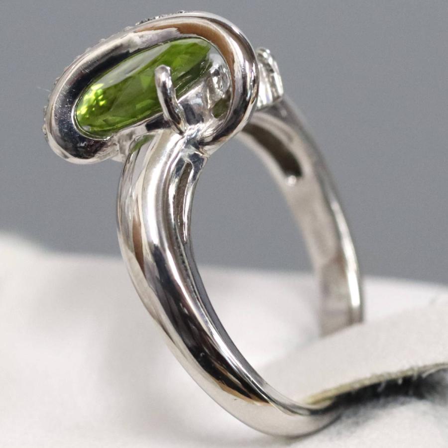 Pt900ペリドットダイヤモンドリング Pe3.44 D0.08 8.6g #13 プラチナ