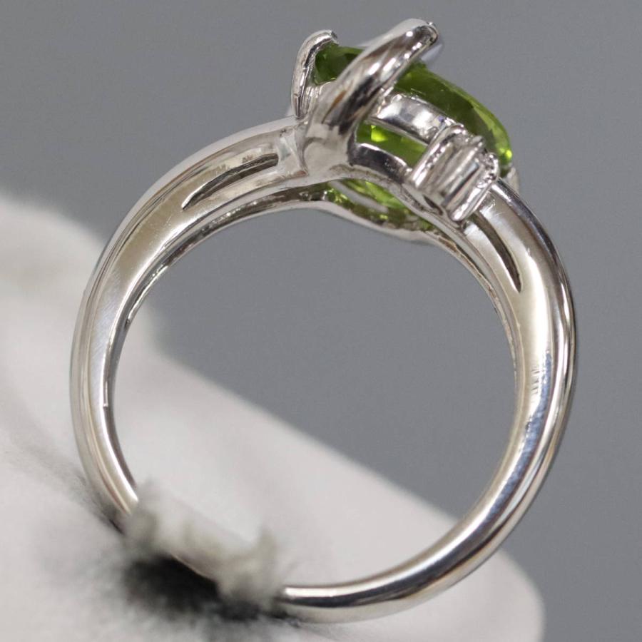 Pt900ペリドットダイヤモンドリング Pe3.44 D0.08 8.6g #13 プラチナ  