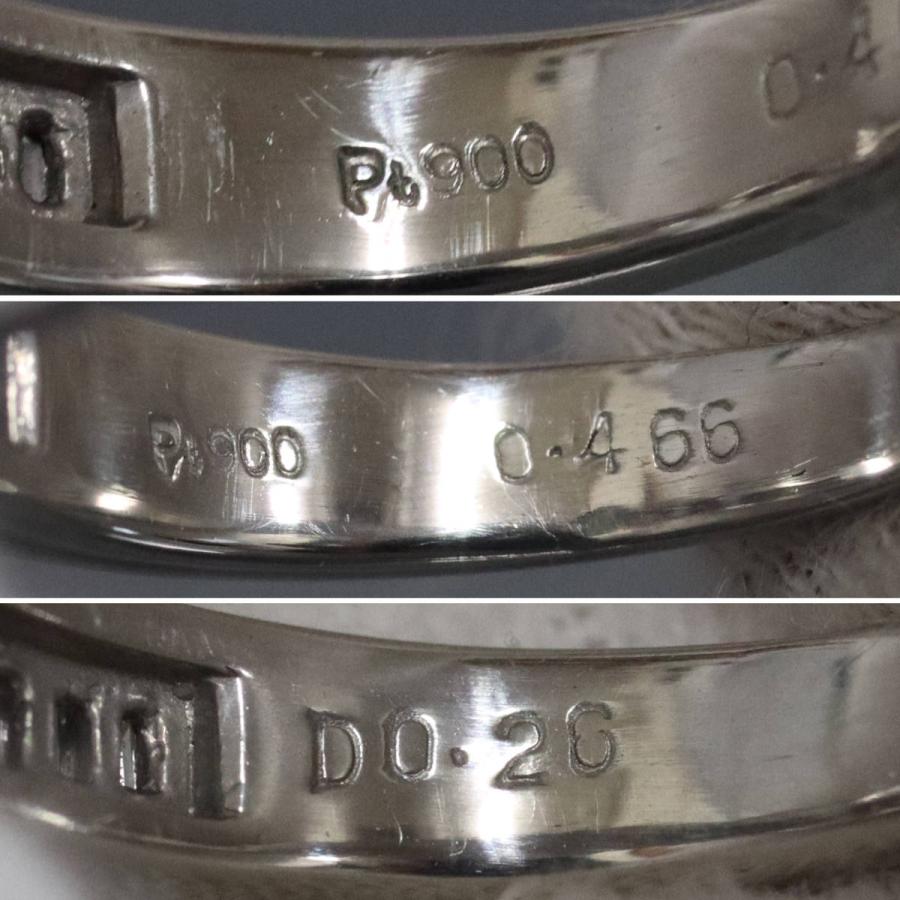 Pt900パパラチアサファイアダイヤモンドリング S0.466 D0.26 6.2g #10