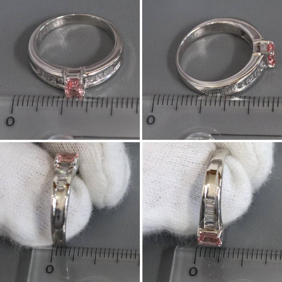 Pt900パパラチアサファイアダイヤモンドリング S0.466 D0.26 6.2g #10