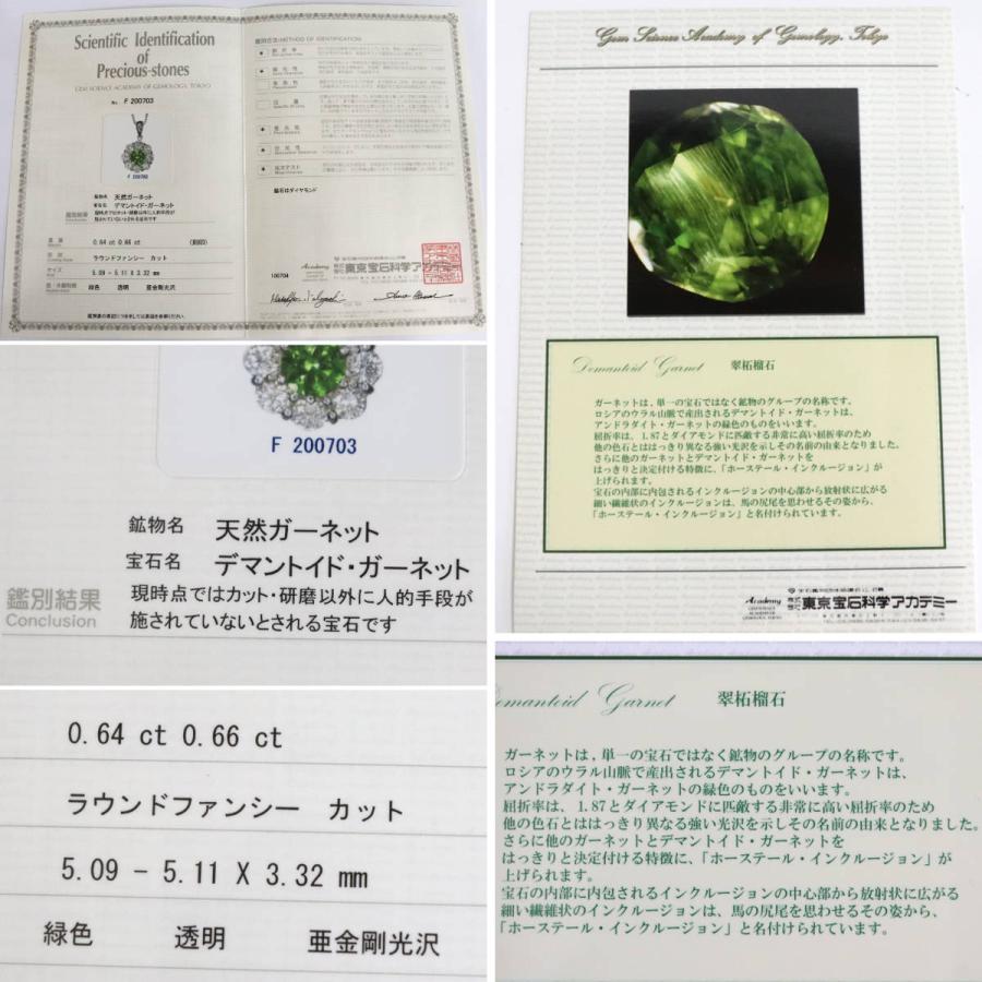 Pt900/Pt850デマントイドガーネットダイヤモンドペンダント DG0