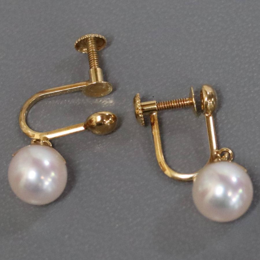 タサキ K18パールイヤリング 7.2mm 2.4g イエローゴールド 田崎真珠