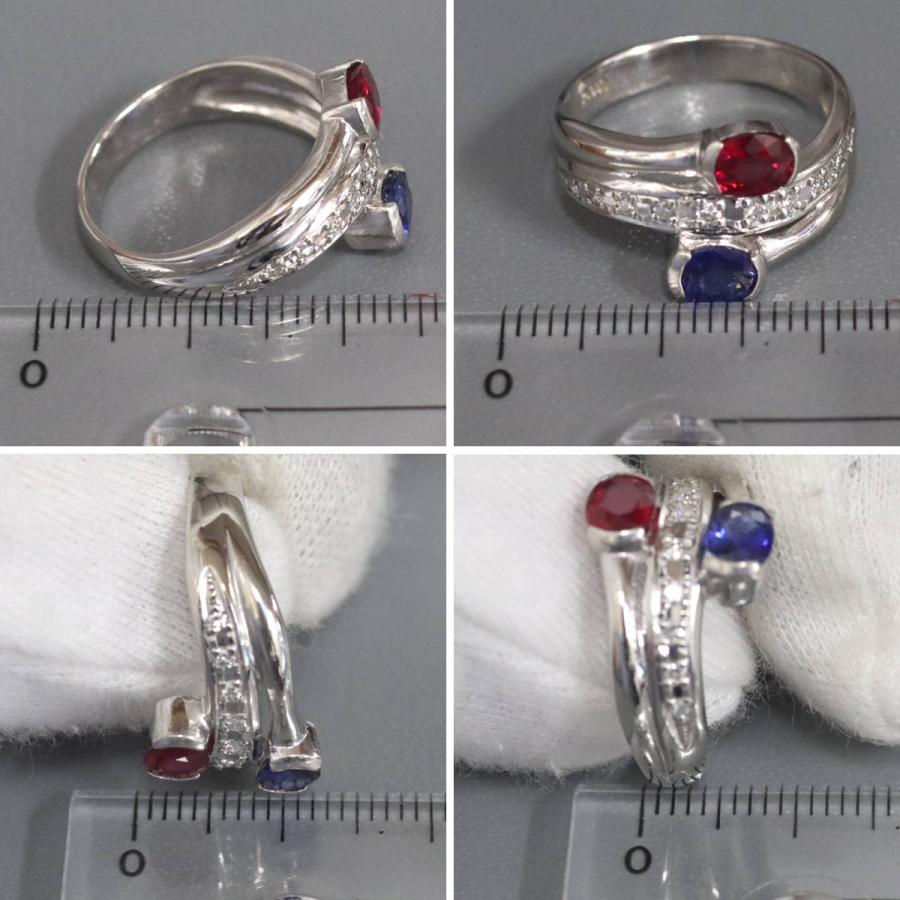 Pt900ルビーサファイアダイヤモンドリング R0.62 S0.55 D0.13 5.9g #13 