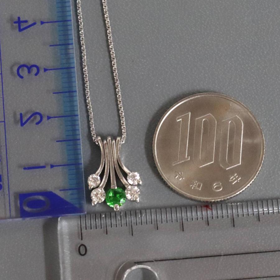 K18WG/Pt900デマントイドガーネットダイヤモンドペンダント DG0.29 D0 