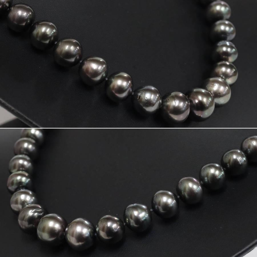 黒真珠　ブラックパール　銀　シルバー925　ネックレス　チェーン ブラックパールネックレス シルバー金具 11-14mm 44cm 黒真珠 : 鴫原