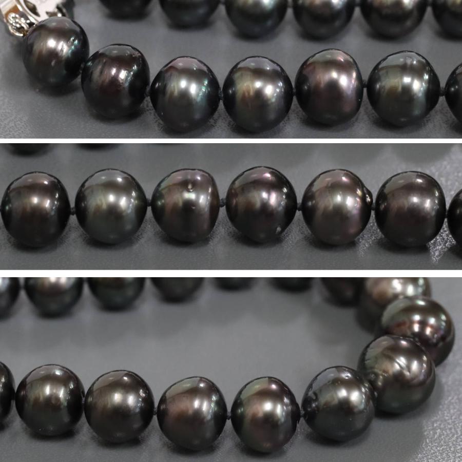 ブラックパールネックレス シルバー金具 11-14mm 44cm 黒真珠 : 鴫原