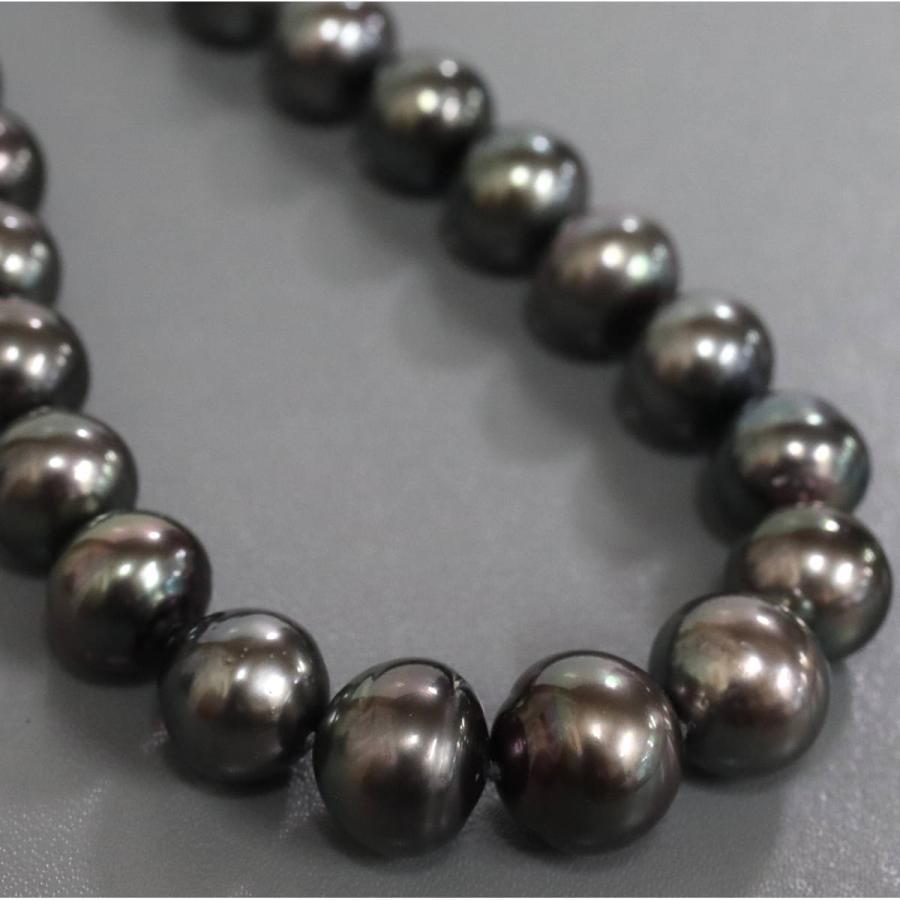 ブラックパールネックレス シルバー金具 11-14mm 44cm 黒真珠 : 鴫原