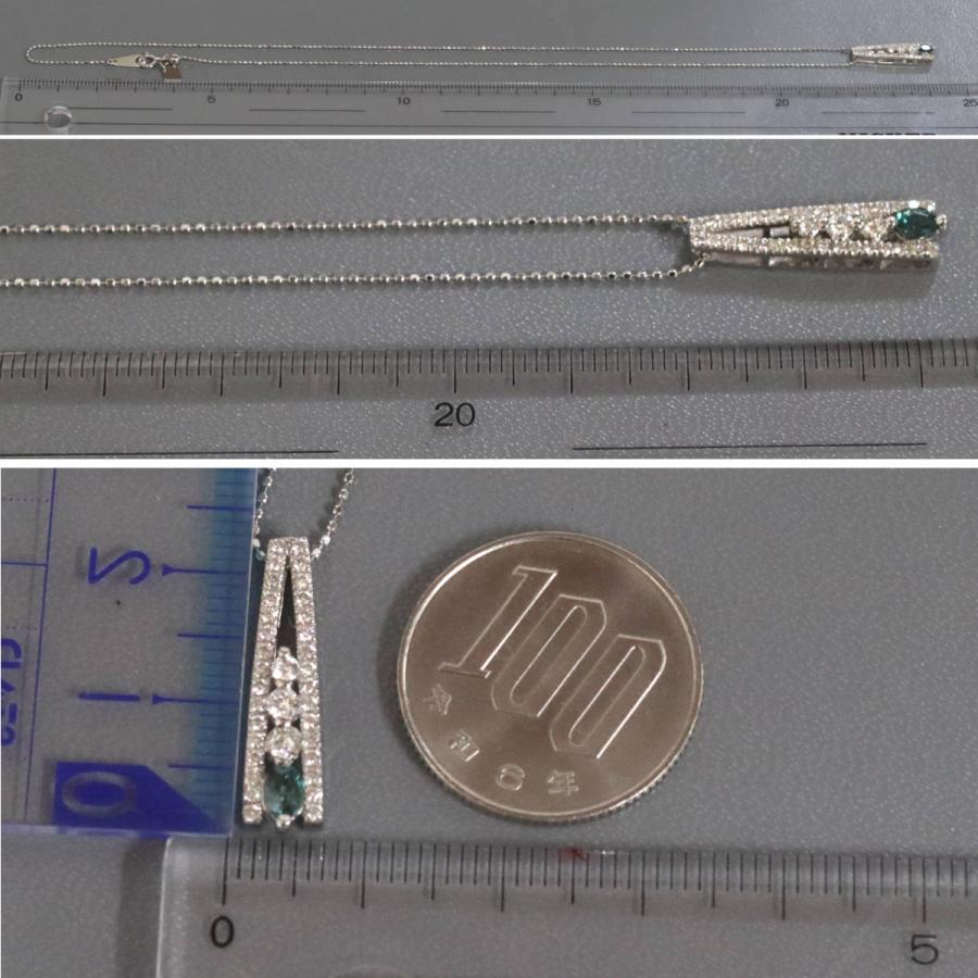 Pt850/Pt900アレキサンドライトダイヤモンドペンダント A0.19 D0.36 4.4g AJ付44cm プラチナの画像