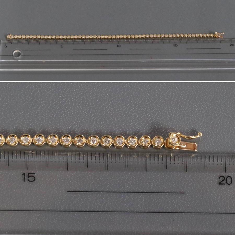 K18ダイヤモンドテニスブレスレット D1.00 8.4g 18.5cm イエロー