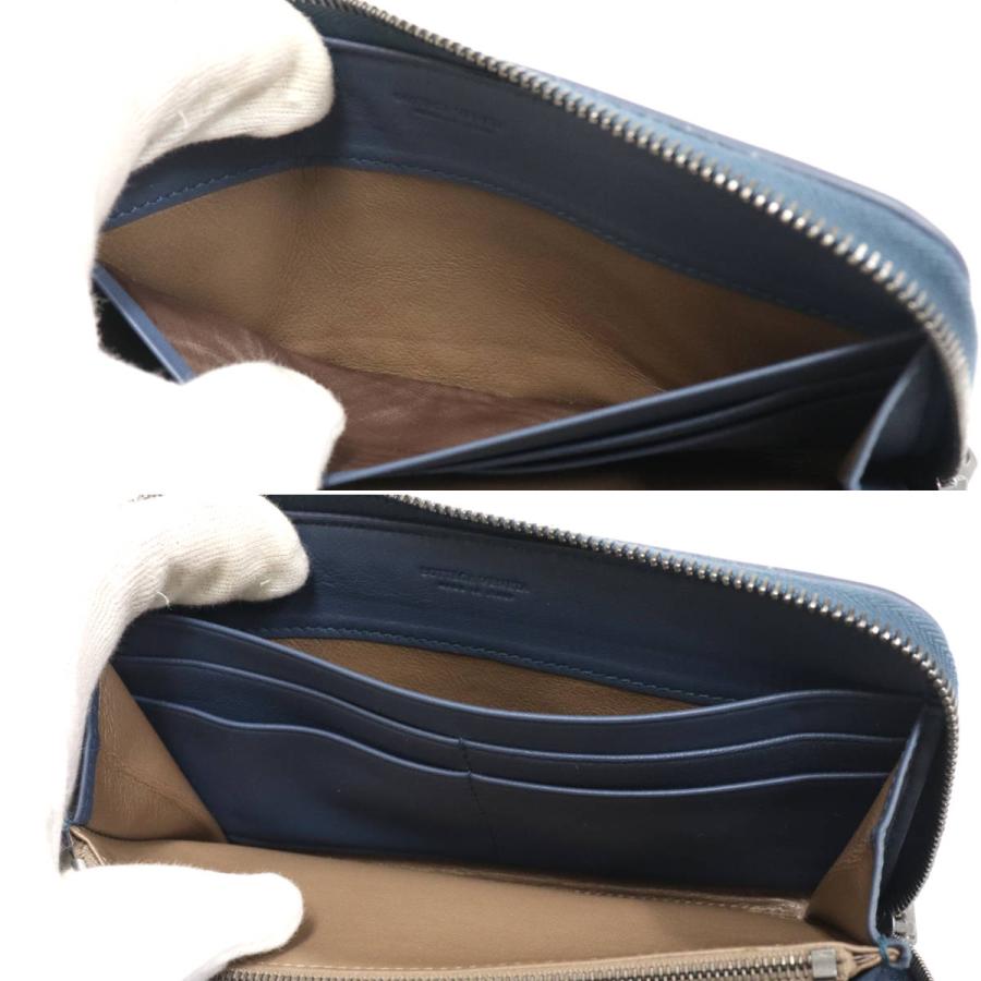 美品 ボッテガヴェネタ レザー 長財布 イントレチャート ラウンドファスナー BOTTEGA VENETA（ボッテガ・ヴェネタ） イントレチャート ラウンド