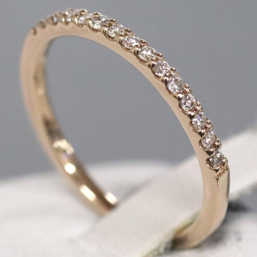 ヨンドシー K18PGダイヤモンドリング ハーフエタニティ 1.4g #8 ピンク