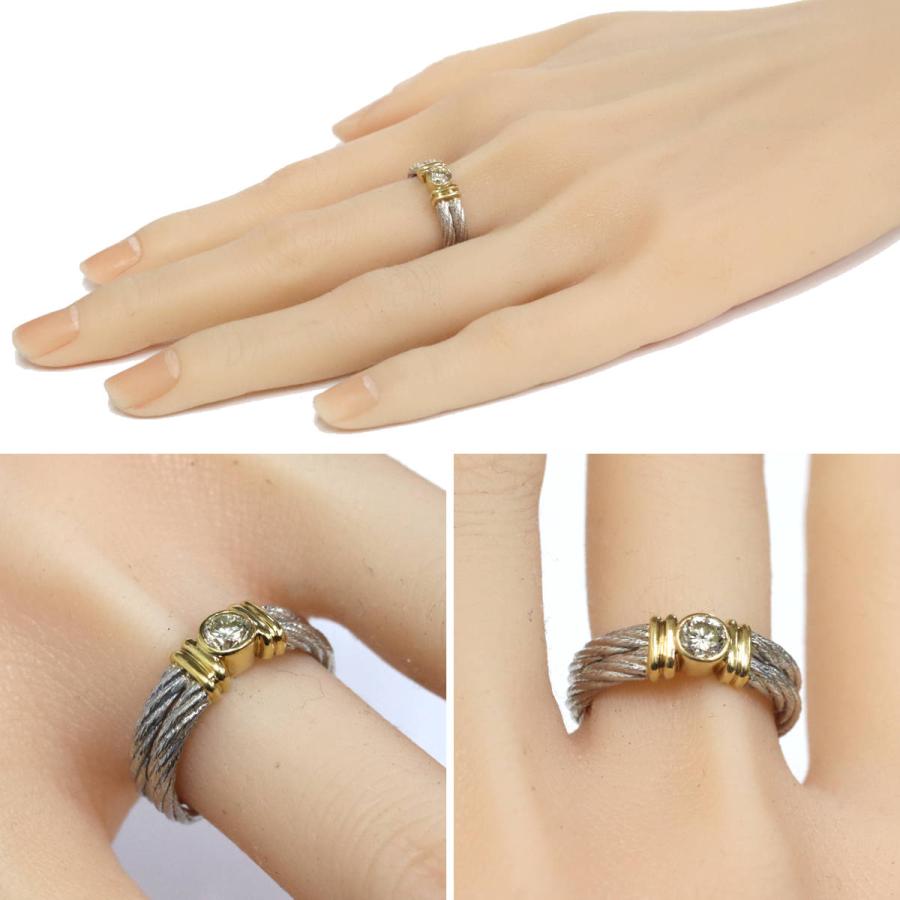 Pt900/K18ダイヤモンドリング D0.36 7.0g #16 プラチナ イエロー