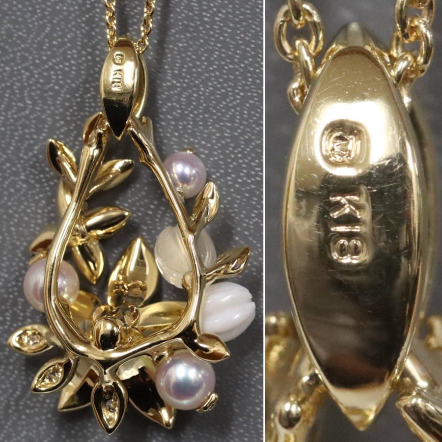 MIKIMOTO（ミキモト） K18パールダイヤモンドペンダント フラワー