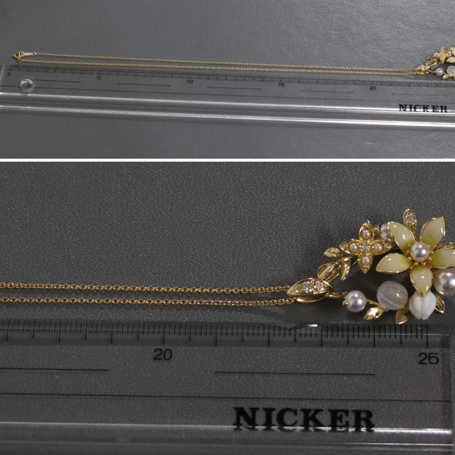 MIKIMOTO（ミキモト） K18パールダイヤモンドペンダント フラワー 