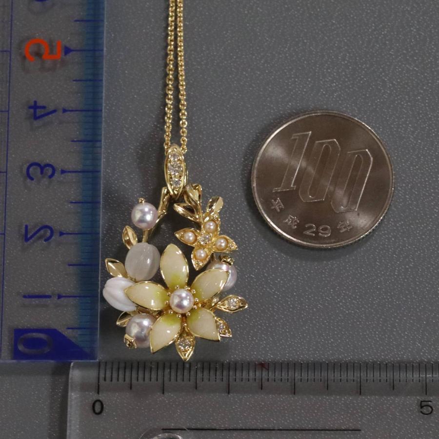 MIKIMOTO（ミキモト） K18パールダイヤモンドペンダント フラワー 
