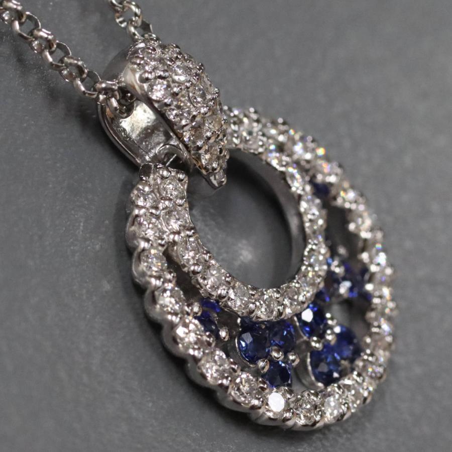 Pt900/850サファイアダイヤモンドペンダント S0.68 D1.00 13.8g 40cm 