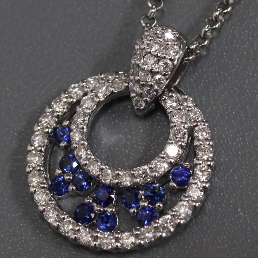 Pt900/850サファイアダイヤモンドペンダント S0.68 D1.00 13.8g 40cm 