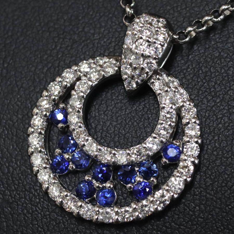 Pt900/850サファイアダイヤモンドペンダント S0.68 D1.00 13.8g 40cm 