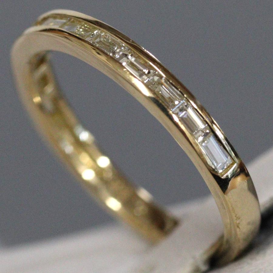 K18バゲットカットダイヤモンドリング ハーフエタニティ D0.33 2.2g 