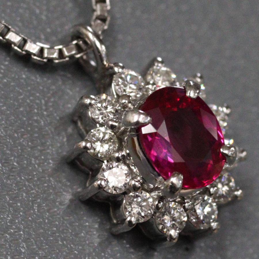 Pt900/850 ルビー ダイヤモンド ネックレス R0.63 D0.27 6.2g 42cm 