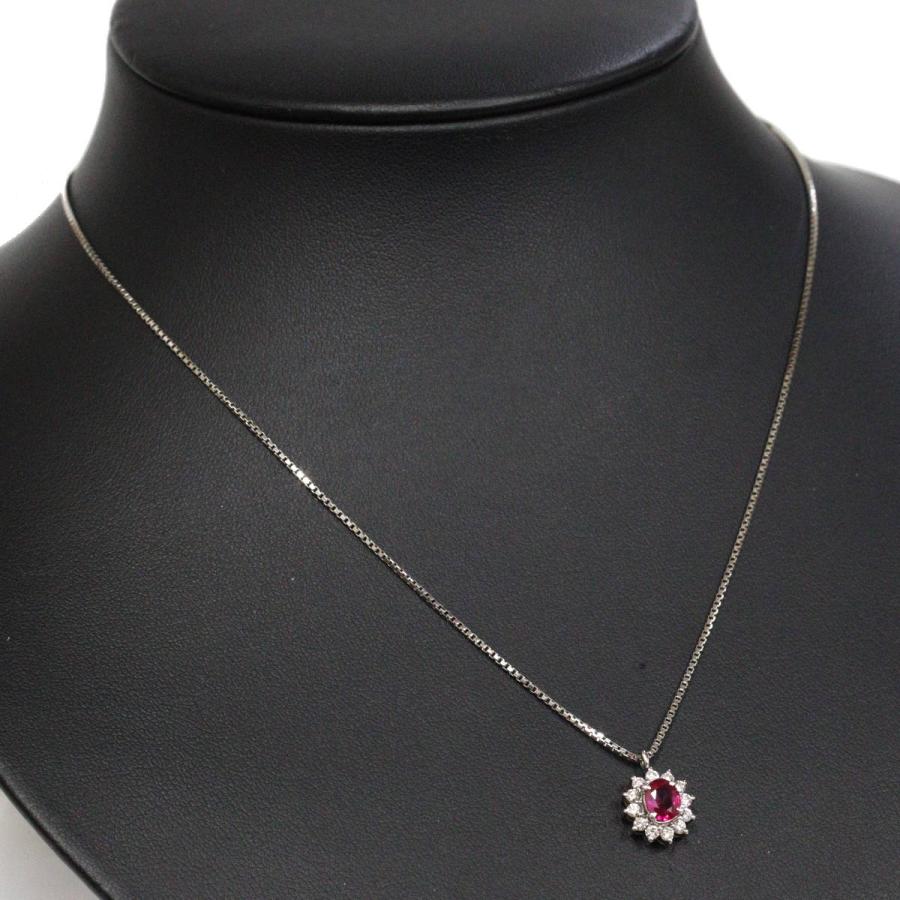 Pt900/850 ルビー ダイヤモンド ネックレス R0.63 D0.27 6.2g 42cm 