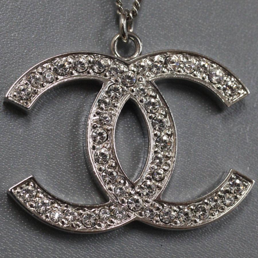 CHANEL ココマーク ネックレス ラインストーン シルバーカラー シャネル ココマーク ラインストーン ネックレス 62cm 12C CHANEL