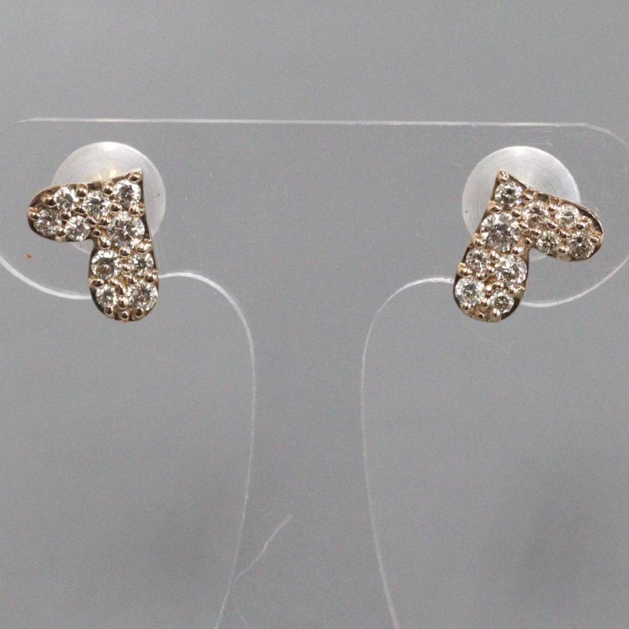 K18PG/YGダイヤモンドピアス ハート D0.15×2 1.1g ピンクゴールド 