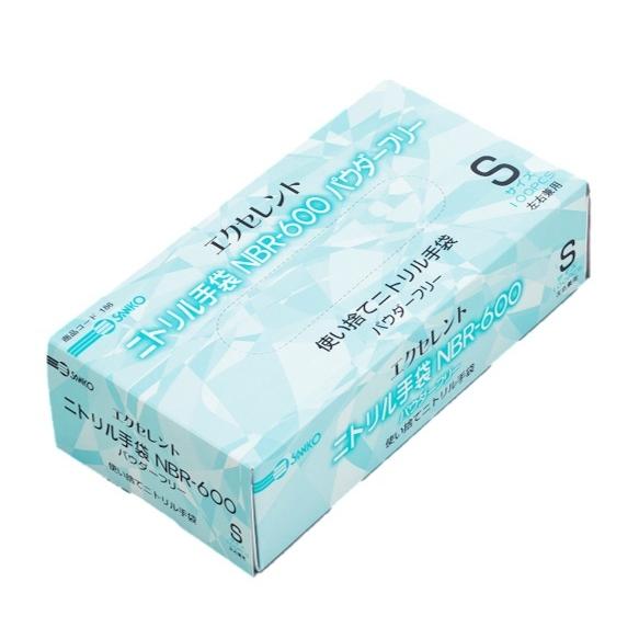 エクセレント　ニトリル手袋　NBR-600 ホワイトSSS 100枚×10箱 エクセレントニトリル手袋 NBR-600 ホワイト パウダーフリー 1箱(100枚