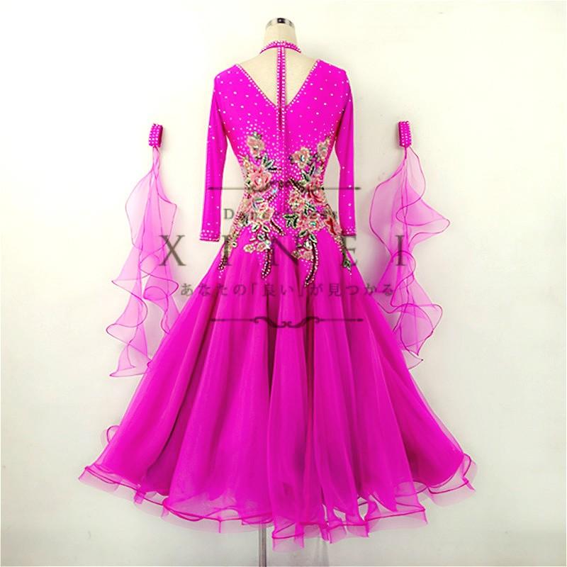 【美品 日本製 社交ダンス衣装】ピンク Sanline ワンピース ドレス 美品 日本製 社交ダンス衣装】ピンク Sanline ワンピース ドレス