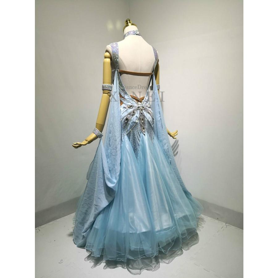社交ダンスドレス　 ラテンドレス　モダンドレス　ロングスカート　ダンスウエア　競技　デモ　パーティー　ダンス衣装　ワンピース 012146_1