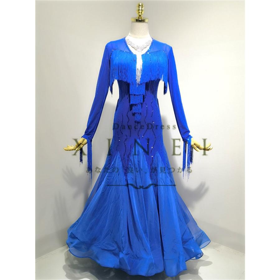 社交ダンスドレス ラテンドレス モダンドレス ロングスカート ダンスウエア 競技 デモ パーティー ダンス衣装 ワンピース 高級