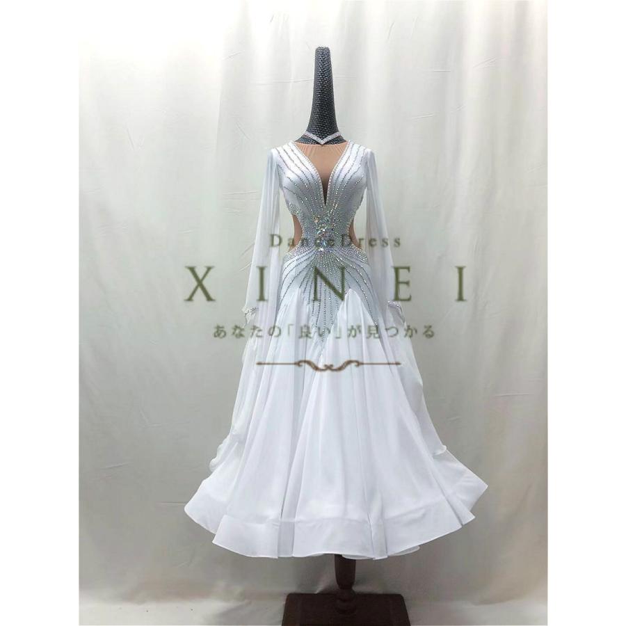 社交ダンスドレス ラテンドレス モダンドレス ロングスカート ダンスウエア 競技 デモ ドレス ダンス衣装 モダンドレス 社交ダンス パーティー ダンス衣装 ワンピース Xineiダンスドレス