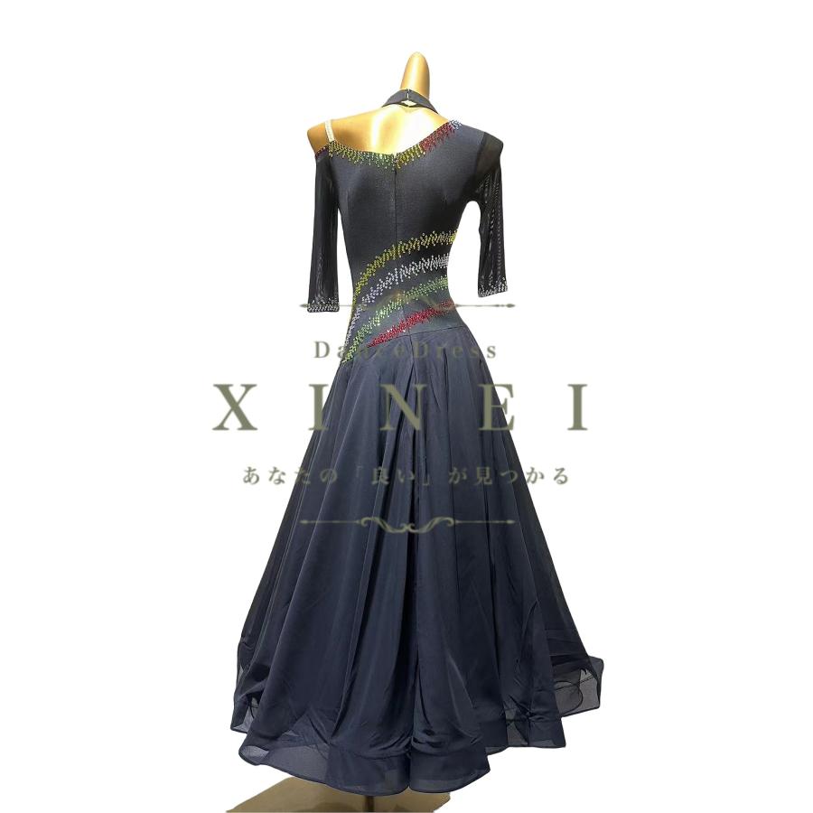 受注後生産　社交ダンスドレス　 ラテンドレス　モダンドレス　ロングスカート　ダンスウエア　競技　デモ　パーティー　ダンス衣装　ワンピース013298_1