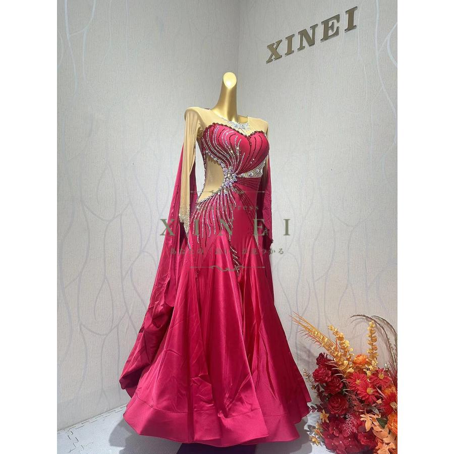 社交ダンス用ロングドレス ピンクと赤 社交ダンス用ロングドレス ピンクと赤 社交ダンス用ロングドレス