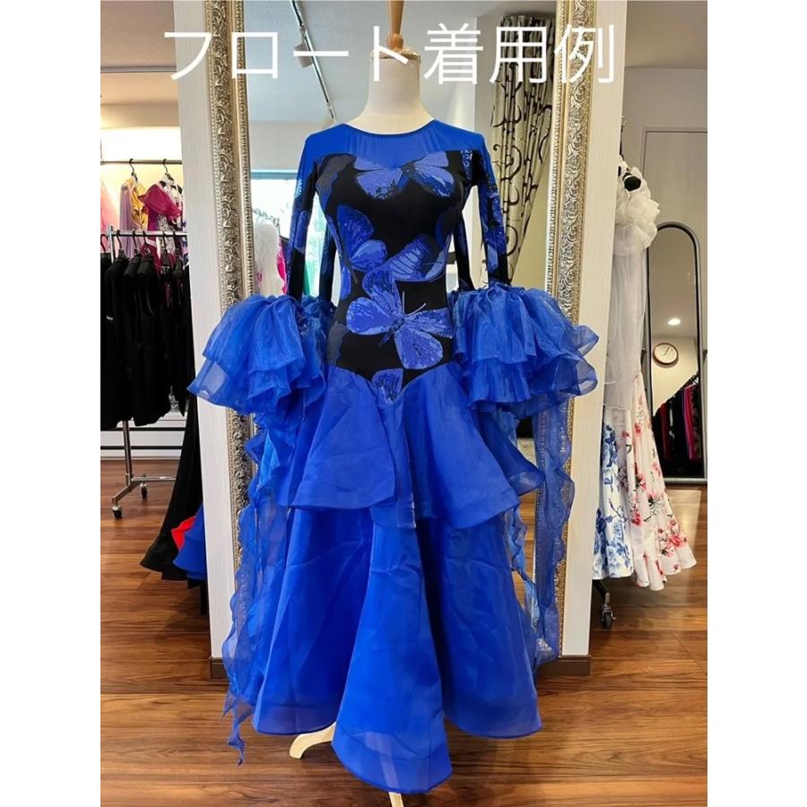 即納　社交ダンスドレス モダンドレス　ラテンドレス　フリルフロート　赤 即納 社交ダンスドレス モダンドレス ラテンドレス フロート フリル