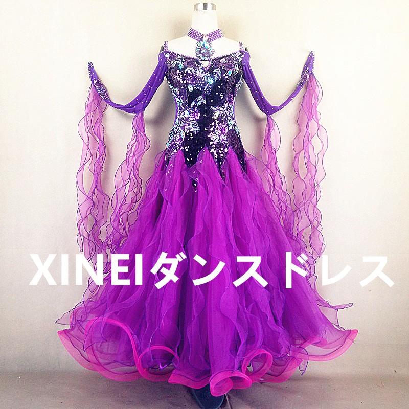送料無料/社交ダンスドレス　 ラテンドレス　モダンドレス　ロングスカート　ダンスウエア　競技　デモ　ダンス衣装　ワンピース オーダーメード