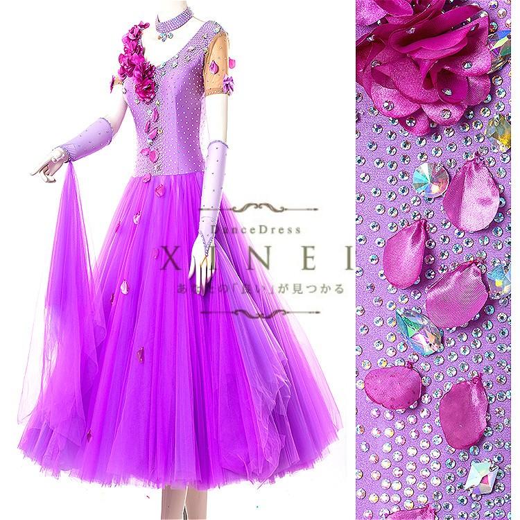 送料無料/社交ダンスドレス　モダンドレス　競技　デモ　ダンス衣装　ワンピース オーダーメード